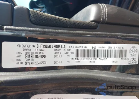 2012 Jeep Grand Cherokee Srt8 from USA, damaged, VIN 1C4RJFDJ0CC279253